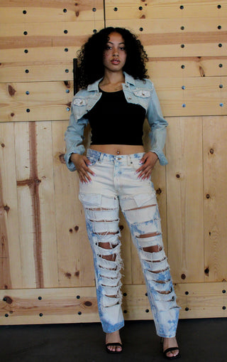 Recycled Ripped Denim Pants