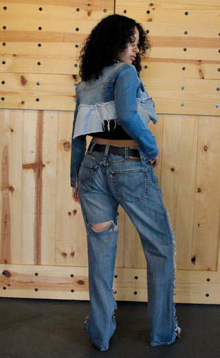 Recycled Ripped Denim Jeans