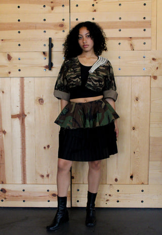 Cropped Camo Jacket w/Pearls