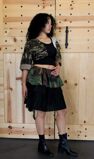 Cropped Camo Jacket w/Pearls