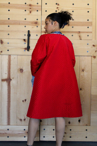 Red Quilt Jacket w/Denim Trim & Pockets