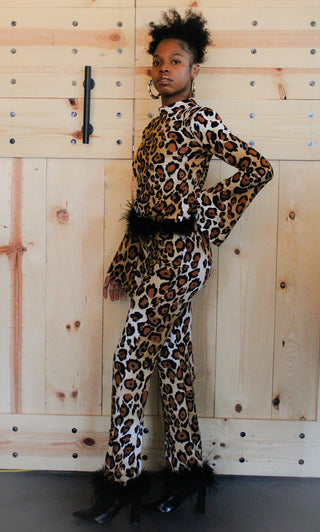 2PC Cheetah Print Top & Pants